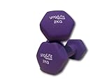 Yog&Fit- Conjunto de Mancuernas Hexagonales de Neopreno con peso de 2Kg/Ud (Morado) 2Uds