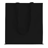 POLHIM Bolsa Tela 100% Algodón Biodegradable,Reutilizable-Asas Largas de 70 cm.para Ropa,Manualidades,Alimentos,Verduras,IR de Paseo y Uso Diario,38x42cm, 220 gr/m2 (Negro, Paquete de 2 Unidades)