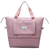Bolsa de Viaje Plegable de Gran Capacidad, Bolsas de Equipaje de Transporte Plegables Impermeables Ligeras Paño de Oxford, Bolsos de Mano para la Compra, Bolsa de Hombro de Separación Seca Y Húmeda