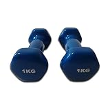 Natural Logistics Mancuernas de Vinilo (1 kg, Azul) | Mancuernas hexagonales de Goma para Pilates | Pesas Antideslizantes para Gimnasio en casa | Deporte en casa con Pesas. KOTTAO