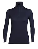 Icebreaker Tech Top Long Sleeve Half Zip Bodyfit, Mujer, Azul Marino, M