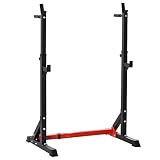 HOMCOM Soporte Ajustable para Barras de Pesas Estante Soporte Multifuncional para Ejercicios en Hogar y Oficina Carga 150 kg Altura Regulable de 121-171 cm Negro y Rojo