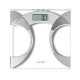 Salter Ultra Slim Analyzer Básculas de baño, Medición Peso BMI Porcentaje de grasa corporal Agua corporal, Diseño delgado de 25 mm, Vidrio resistente de 6 mm con alfombra