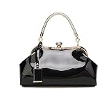 Ro Rox Bolso de noche con asa superior de cristal retro estilo años 50 estilo vintage Para Mujer [Negro-Medio}