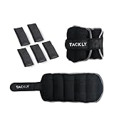 TACKLY Pesas para Tobillos y muñecas 1 a 4 kg Convertibles con Banda Reflectante- Tobilleras con Peso - Lastres Tobillos Pesas para piernas (Negro)