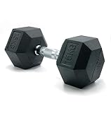 JOWY Mancuerna Hexagonal ergonómica con empuñadura de Cromo y Revestimiento de Caucho Que Evita daños en el Suelo. Tu casa es tu Gimnasio. 1 Unidad. (15)