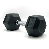JOWY Mancuerna Hexagonal ergonómica con empuñadura de Cromo y Revestimiento de Caucho Que Evita daños en el Suelo. Tu casa es tu Gimnasio. 1 Unidad. (12.5)