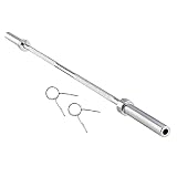 ZELUS 180CM Barra de Pesas con Extremos 50mm, Agarre 30mm Barra Olímpica de Acero Sólido con 2 Clips para Fitness Barra de Levantamiento de Pesas Capacidad 300KG (180cm)