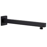 vidaXL Barra de Soporte Ducha Cuadrada Brazo Estabilidad Cuarto de Baño Agua Alcachofa Pared Duradera Acero Inoxidable 201 Negro 30 cm