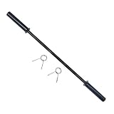 Barra olímpica, barra de entrenamiento profesional con mancuernas, barra estándar de 5 mm, área para colgar, 47 pulgadas de largo, acero al carbono utilizado para entrenamiento de fuerza y competencia