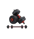 Riscko Mancuernas 2 en 1 Ajustables y Barra Recta. Discos Peso Total 22 kg