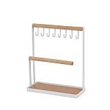 Sksngf Joyería de almacenamiento en rack, madera, joyería Hierro forjado material Bastidores, soportes, de los ornamentos, almacenamiento racks for cosméticos, anillos, collares, pulseras, etc. (blanc