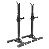 MENGDA Soporte Estante Ajustable Barra,Aparato para Sentadillas Ajustable Altura 105 a 160 cm, Pesas Gimnasio MAX 200 KG (Negro)