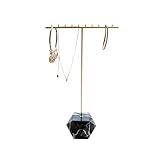 Sksngf Estante de joyería Creativa, Almacenamiento Racks for Collares, Anillos, Pulseras y Otros Adornos del hogar, Estilo Europeo, Cobre y Material mármol, Moda y Durable (Color : Negro)