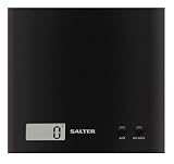 Salter 1066 BKDR15 Báscula de cocina, Ahorro de espacio Fácil de almacenar, Pantalla grande, Función de adición y pesaje más ingredientes en el mismo contenedor, Capacidad 3 kg, Negro