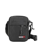 Bolso para Hombre Bolso Bandolera Coronel Tapiocca Casual con Solapa Bolsillos y Cremallera Denim 17.5x22x5.5 cm Negro
