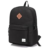 VASCHY Mochilas Escolares,Livianas Mochila Instituto Casual Clásica Impermeable Mochila Hombre Pequeña Portatil Backpack para 15,6 Pulgadas Negro