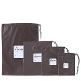 WINOMO 4 Pieza Organizador para Viaje Bolsa Almacenamiento con Cordón Impermeables Nylon de Equipaje Ropa Plegables en diferentes tamaños (café)