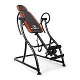 Klarfit Relax Zone - Tabla de inversión, 150 kg de Peso máx, 20 Niveles Ajustables, Acero y Vinilo, Correas de Nailon, pies Antideslizantes, Montaje rápido, Naranja
