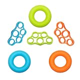Ejercitador de Dedos y Fortalecedor de Manos Silicona Bandas de Resistencia Elástico Adiestrador de Fuerza de Agarre Kit de Entrenamiento para Ejercicios de Antebrazo Guitarra Rock Escalada 6 Piezas