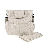 Walking Mum. Bolso Organizador Dreamer. Bolsa de Bebé para Silla de Paseo con Cambiador. Resistente y de Mucha Capacidad. Color Beige con Estampado de Estrellas. Medidas 38X36X13 cm.