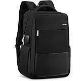 HOMIEE 15.6 Pulgadas Mochila Unisex Impermeable para Ordenador Portátil, Mochila Hombre, Mochilas para Portátiles, Mochila de Trabajo, con Puerto USB, para los Estudios -Negro