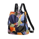 ISIYINER Bolsos Mochila para Mujer Impermeable Moda Impresión Casuals Anti-Robo de Nylon Bandolera para Chica Adolescente Colegio Viajar Trabajo