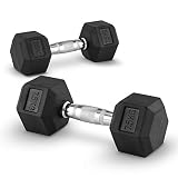 CapitalSports Hexbell 7,5 Mancuernas 7,5kg (Par de Pesas Cortas de 7,5 Kilos Cada una, Cabezal Hexagonal, nucleo de Hierro, Revestimiento Goma Resistente a Golpes, Mango Cromado para garantizar agar