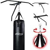 Physionics Saco de Boxeo con Barra de Tracción - Saco: (ØxH) 28x83cm / 19kg de Peso, Barra: de Acero / 83 cm de Ancho - Pull Up Bar, Barra de Tracción, para Dominadas, Musculación