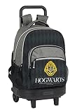Safta Mochila Escolar con Carro Incluido y Espalda Acolchada de Harry Potter Hogwarts, 330x220x450 mm, Negro/Gris