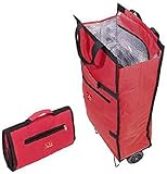 Jata 992 Bolsa Trolley con Asa de Transporte y Ruedas Plegables Extra Resistentes, Poliéster y Lámina de Aluminio, Rojo, 35.5x17x50 cm