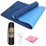 IYAQILEHE Pilates Esterilla, Estera Yoga Colchoneta Alfombra Yoga Antideslizante No Tóxico con Líneas de Orientación Buena Yoga Mat para Deportiva Ejercicio Sala De Yoga Viaje 183 * 61 * 0.6 cm
