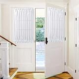 2 Cortinas de Panel de Puerta Francesa Blanca Cortina de Bolsillo de Varilla de Gasa Transparente, 4 Barras Cortina Ajustable y 8 Ganchos Adhesivos de Barra de Cortina (54 x 40 Pulgadas, Blanco)