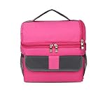 nohbi Bolsa de Almuerzo portátil a Prueba de Agua,Bolsa de Almacenamiento de Leche Materna de Mochila de Doble Capa,Bolsa de Almuerzo portátil con Bolsa de Hielo,Rosa roja,Bolsa para Senderismo Viaje