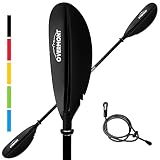 OVERMONT Remos Aluminio de Doble Convertibles en uno 3 Angulos Ajustables Ligero Anti-sumergido Longitud Total 222cm para Sup Kayak Piragua Canoa Barco Color Negro/Rojo/Naranja