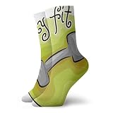 Calcetines cortos de longitud de pantorrilla suaves que se mantienen en forma circular con una mancuerna, estilo de dibujos animados, ideal para mujeres y hombres para correr