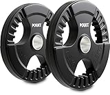POWRX Discos olímpicos 15 kg Set (2 x 7,5 kg) - Pesas Ideales para Mancuernas y Barras olímpicas con diámetro 51 mm (Negro)