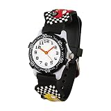 El Reloj de Niños de Vinmori, Reloj de Cuarzo con Dibujos Animados Bonitos de 3D a Prueba de Agua Regalo para Chicos Niños y Niñas Coche-Negro
