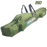 DEPALMERA Funda Bolsa para Caña de Pescar 150cm, Color Verde, Tela Oxford Impermeable, Bolso Doble de Pesca para Cañas y Accesorios, Bolsas Tubo Mochila para Cañas Surfcasting