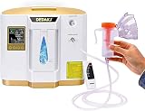 Concentrador de oxígeno, 90% Alta Pureza 1-7L / min Generador de oxígeno de flujo O2 Hogar inteligente LED portátil con control remoto para uso doméstico y de viaje en automóvil, DE-1L