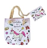 Goods4good Bolso Playa Piscina Unicornio Pequeño para Niña/Chica con Regalo Neceser/Monedero Color Rosa Asas Cremallera Regalo Verano (Multicolores 1)