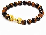 AnimeFiG Pulsera de Piedra Mujer, 7 Chakra Natural Tiger Tiger Ojo de Piedra Pulsera marrón Lucky Elastic Bangle Fashion Cool Golden Mancuernas Joyería para Damas