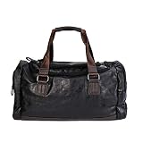 LUVODI Bolsa de Viaje de Cuero Impermeable, Bolso Vintage de Hombre, Bolsa de Mano para Deportivos Fin de Semana Gimnasio Viaje Camping con Correa de Hombro Extraíble