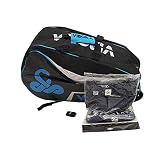 Paletero Mochila de Padel Vibor-A Mamba Azul + Camiseta Siux Team + Overgrip Siux/Fundas y Mochilas pádel para Hombre Mujer Niño Niña/Paleteros Amplios y Resistente/Pack y Accesorios