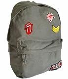 Desconocido Mochila de lona gris de diseño vintage con parches, para todas las edades, algo rockera e informal, ligera, mochila cool. Súper cómoda y lavable, tamaño ideal