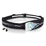AGPTEK Cinturón para Correr, Riñonera Deportiva con Bandas Reflectantes y Cierre Cremallera, Cinturón Running Impermeable para Deportes o Viaje al Aire Libre, Negro