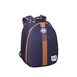 Wilson Mochila de tenis Roland Garros, Para niños y jóvenes, Para 2 raquetas, Azul marino/marrón/blanco, WR8007101001