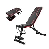Gymount Banco Pesas Bancos de Musculacion de Fuerza Ajustables para Entrenamiento de Cuerpo Completo, Banco Inclinado Multiusos con Bandas de Resistencia,Banco de Pesas Plegable para en Casa(Negro)