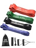 OMORC Bandas de Resistencia, 4pcs Bandas Elasticas Fitness, de Látex Natural, para Entrenamiento de Fuerza, Estiramiento, Yoga, Pilates