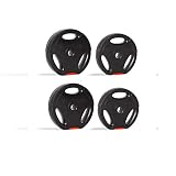 zoomyo Peak Power Discos de Pesas, Set de 4 Pesas con Agujero estándar de 30 mm, compatibles con Las Barras Cortas y largas habituales, con Tres Asas para el Entrenamiento Libre (25)